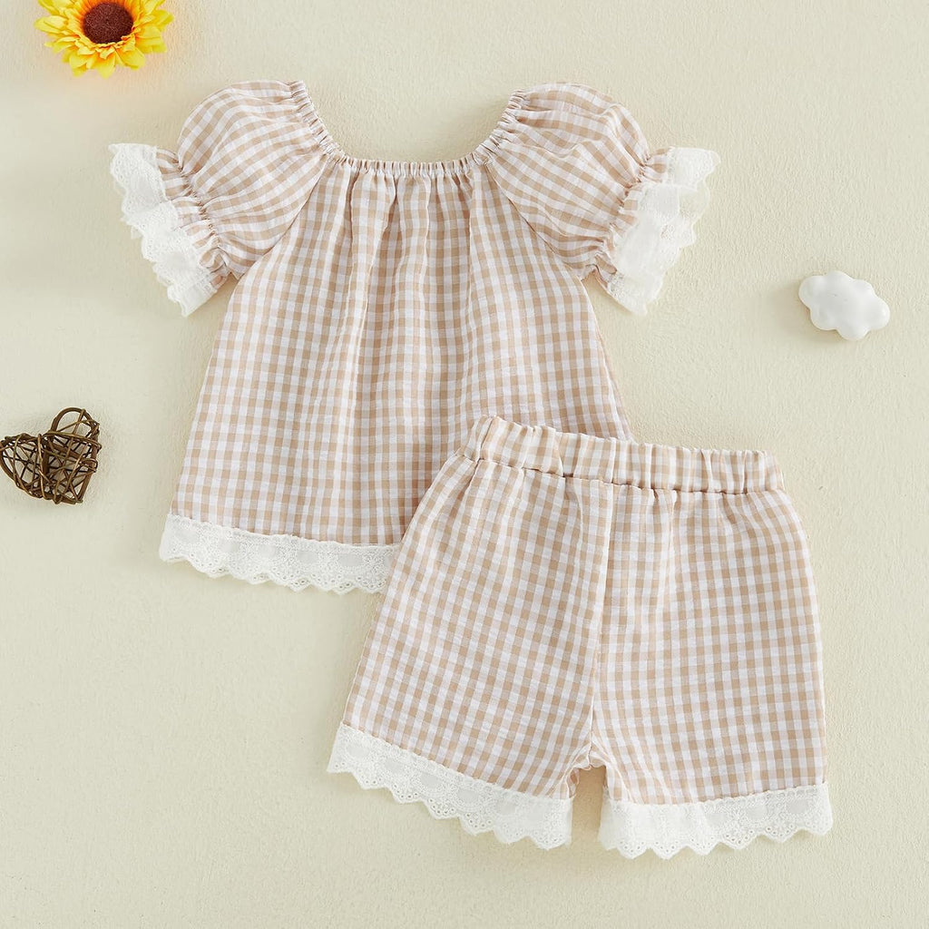 Toddler Baby Girl Clothes Summer Lace Shirts Shorts Set Outfits