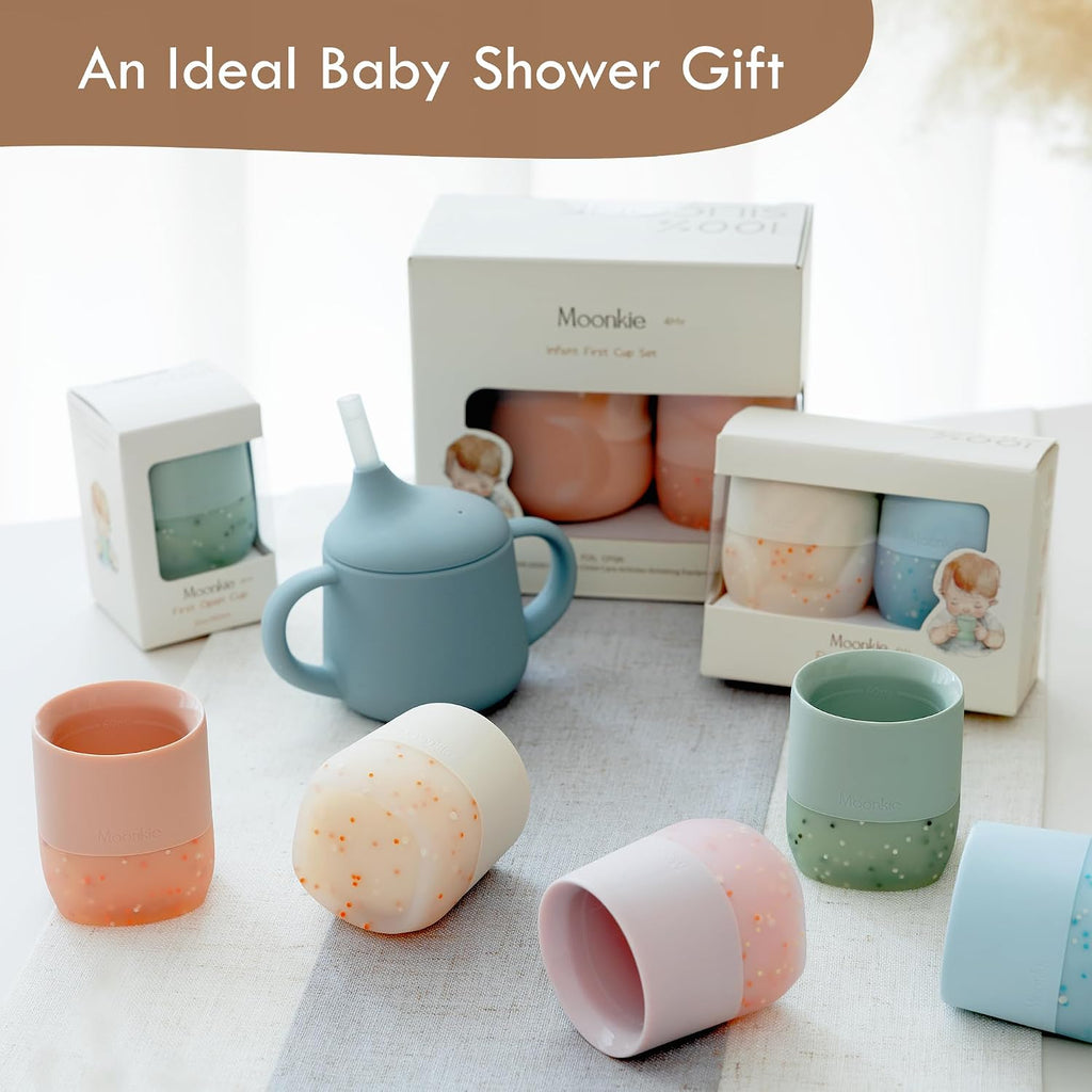 Baby Training Cup & Sippy Cup Set | 4 Months+ | Baby-Led Weaning Essential | Gift for Infants (Mint Cup Set, 2 Pack)