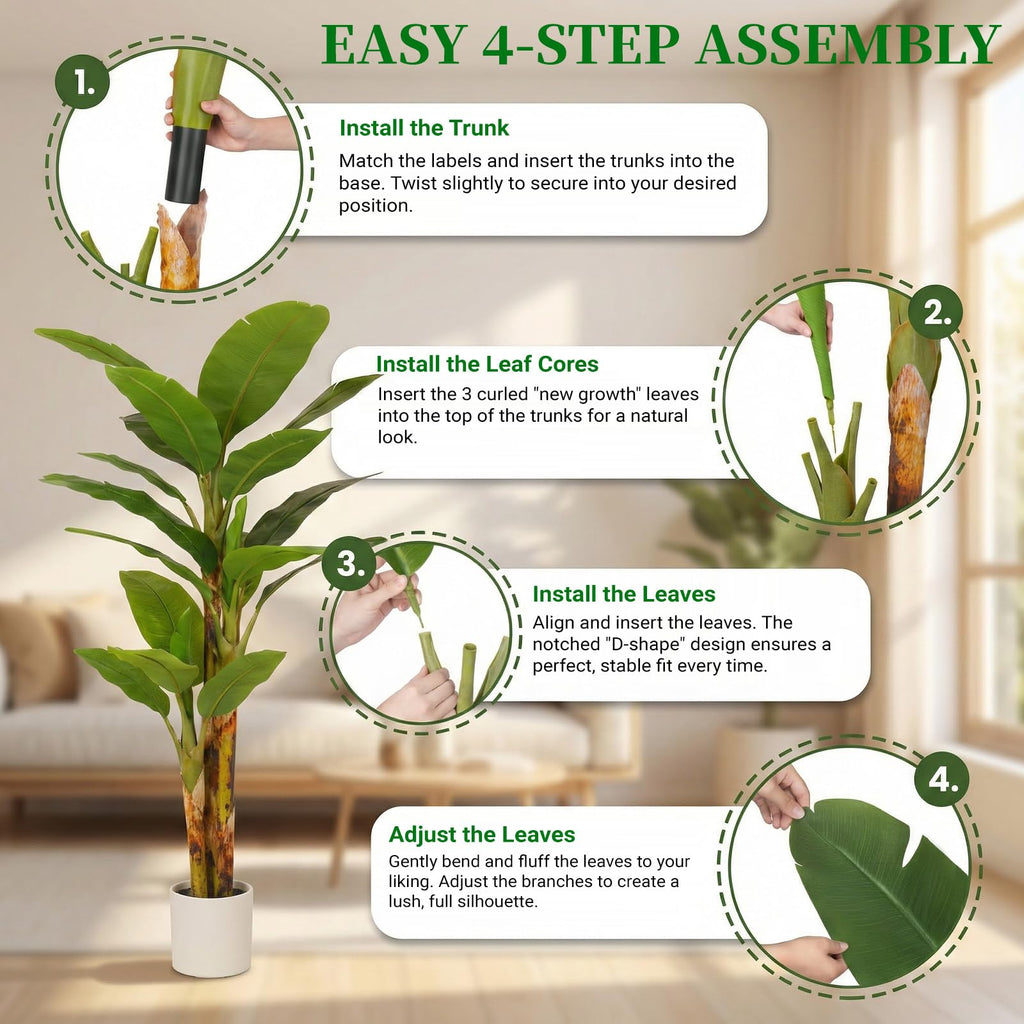 8FT Artificial Banana Tree Luxury Faux Banana Plant Fake Tree Decor Extra Large Tropical Tree Indoor Floor Plant Home