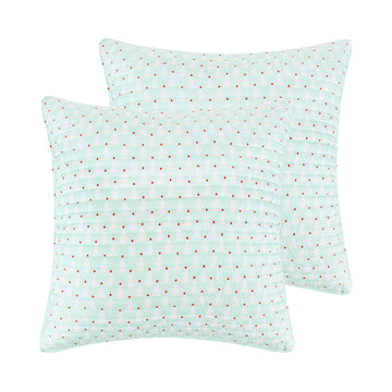 Merry & Bright Collecion - Gnome for the Holidays - Quilted Euro Shams (26x26in.), No Insert - Pine Tree Icons