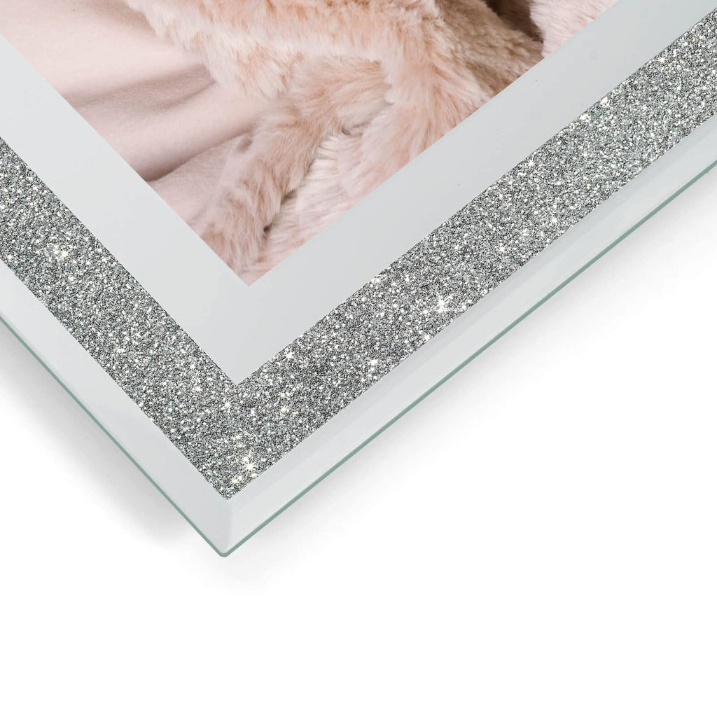 8x10 Picture Frames Silver - Set of 2, Sparkle Real Glass 8 by 10 Photo Frame Mirrored Edge Great Gift, for Tabletop