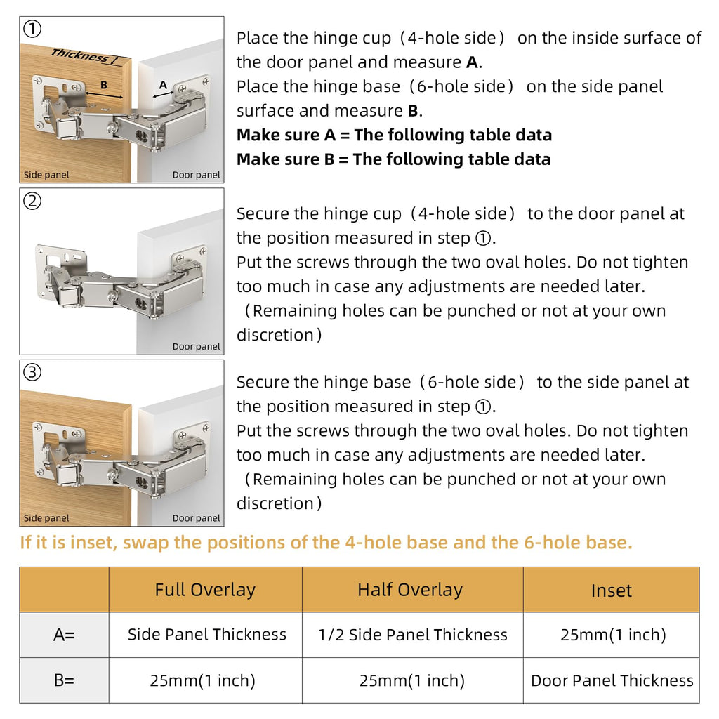2 Pair 170 Degree Frameless Soft Close Cabinet Hinges