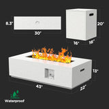 43Inch Propane Fire Pit, 50000 BTU Outdoor Gas Fire Pit Table with CSA Certification, Glass Rocks, Rectangular Heater for Patio, Backyard, Deck - Image 4