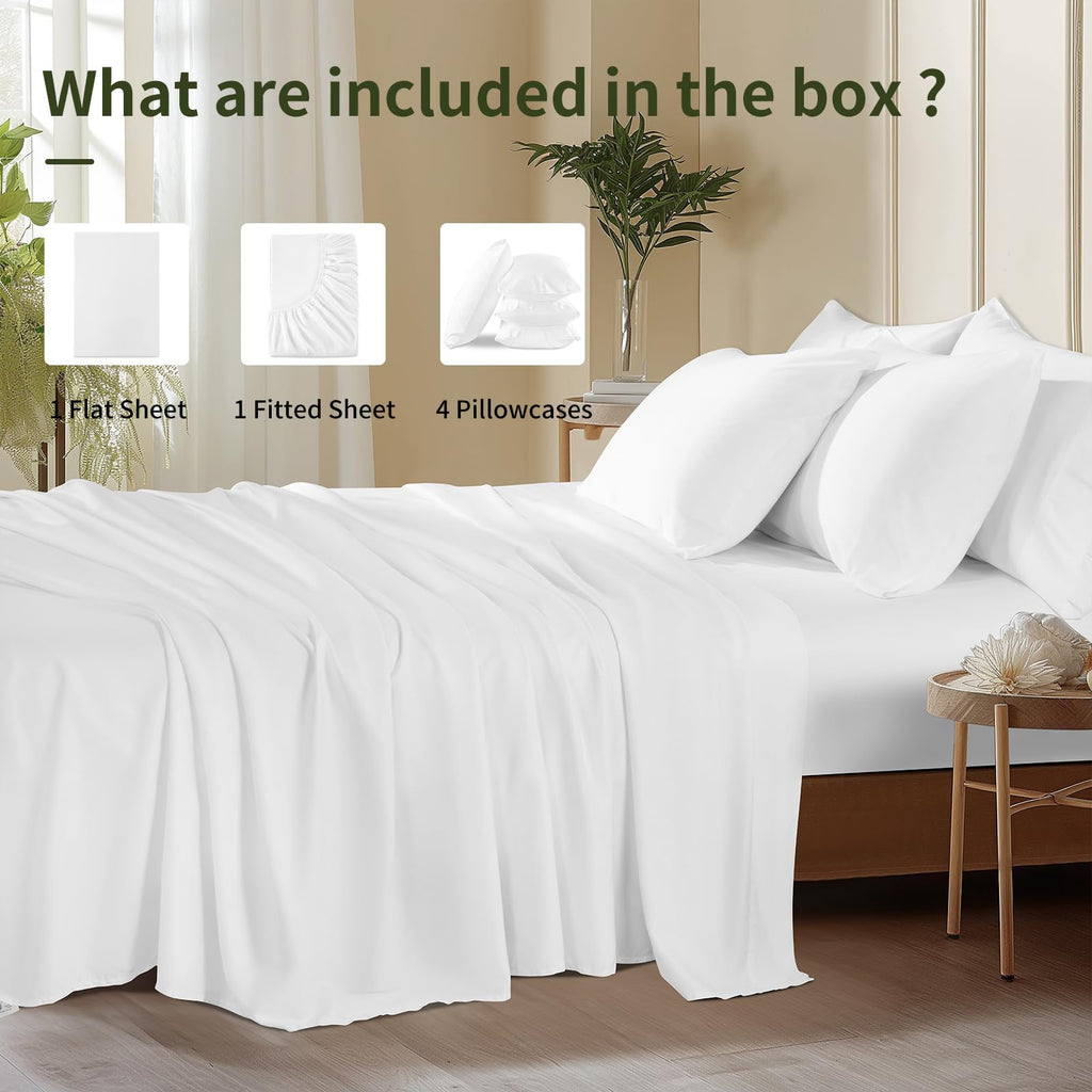 6 Piece Sheet Sets, Cooling Sheets, White