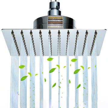 Rain Shower Head with Filter for Hard Water Square 12 Inch Chrome Polish
