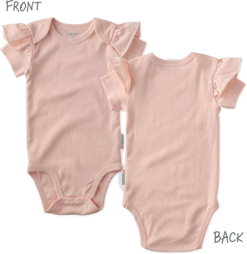 Rory Pack Short Sleeve Ruffle Bodysuits 100% Cotton