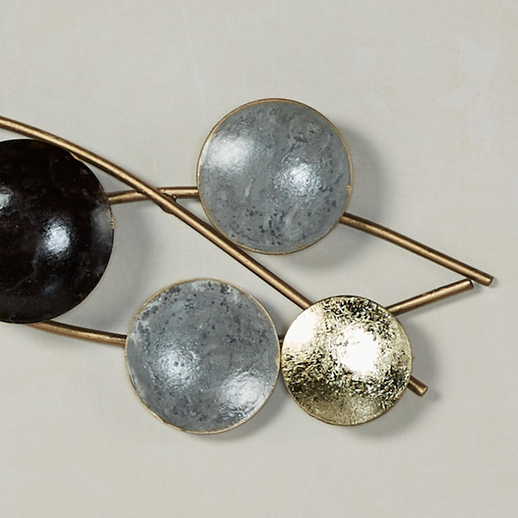 Galatic Wall Art Sculpture | Disc Orb | Modern Contemporary | Abstract Metal Wall Art Decor | Gold Foil Gray Black