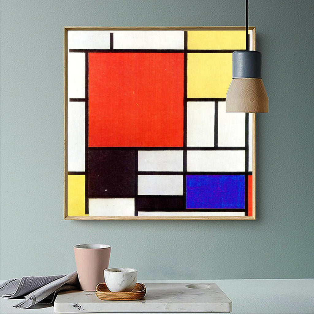 Piet Mondrian Poster - Red Yellow And Blue Canvas Art Print - Geometric Wall Art - Composition Painting Modern Home