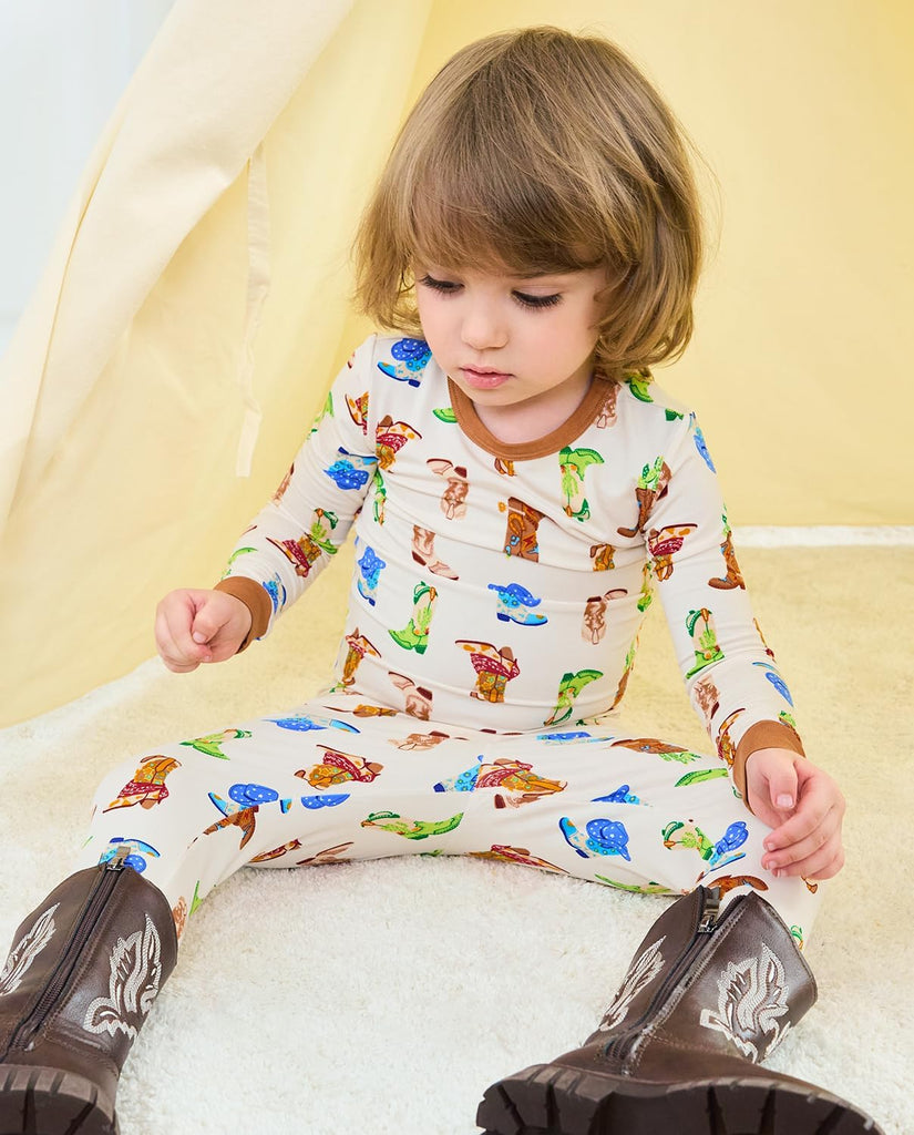 Bamboo Viscose Toddler Kids Pajamas Set, Long Sleeve Boys