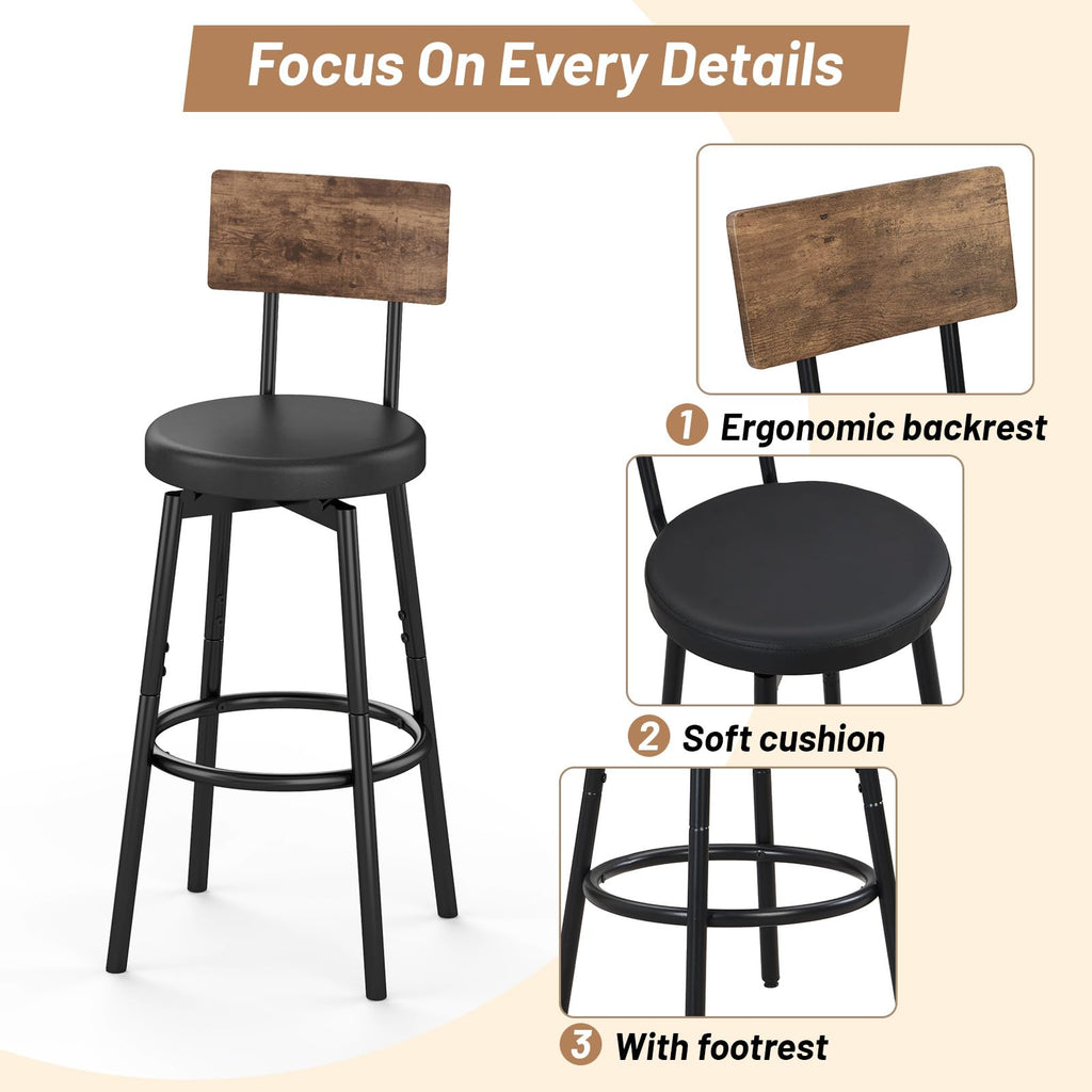 5-Piece Dining Table Set, Bar Table Set for 4, Kitchen Table and Chairs, Counter Height High Top Table with 4 PU