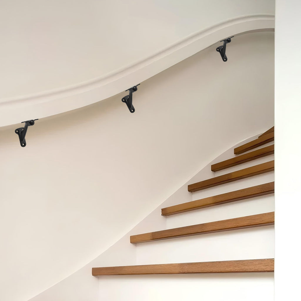 10 Pack 3 Inch Hand Rail Bracket Black Stair Brackets Heavy Duty Handrail Brackets for Stairways Handrail Staircase
