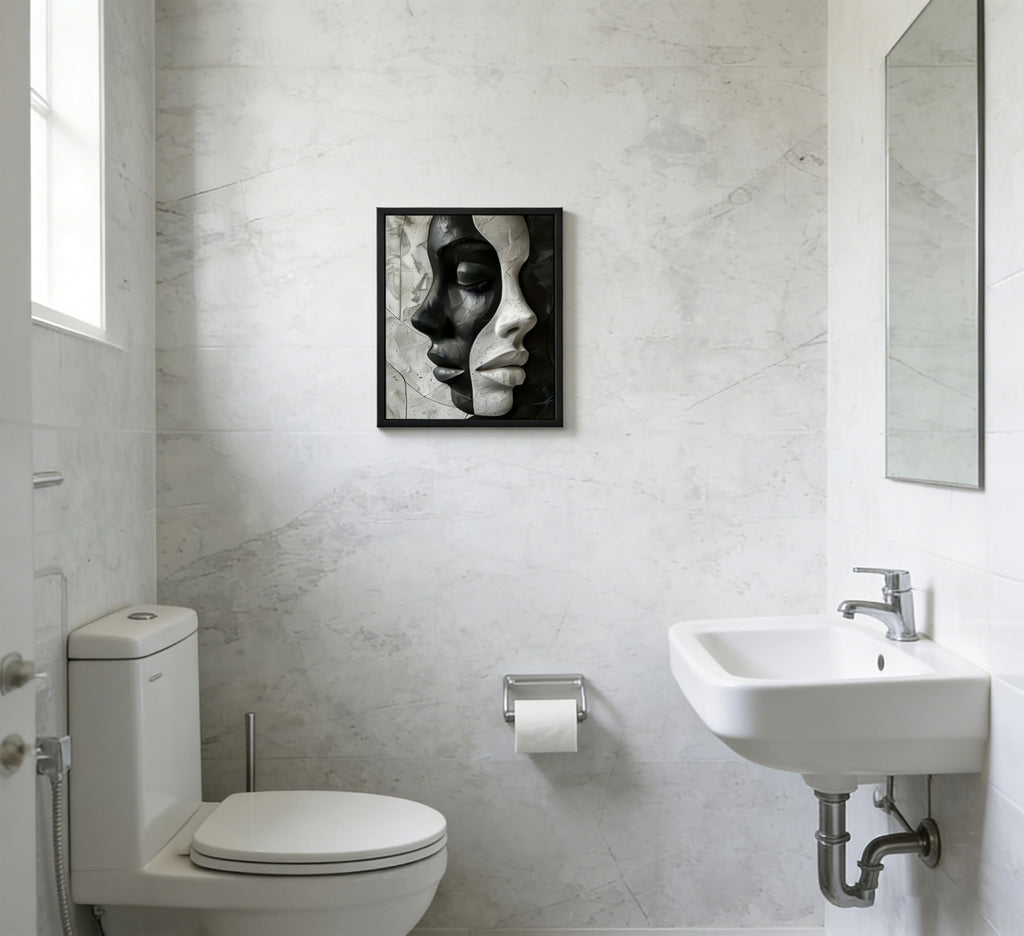 Modern Abstract Female Face Canvas Wall Art Trendy Black and White Painting Picture Wall Decor Female Portrait Poster