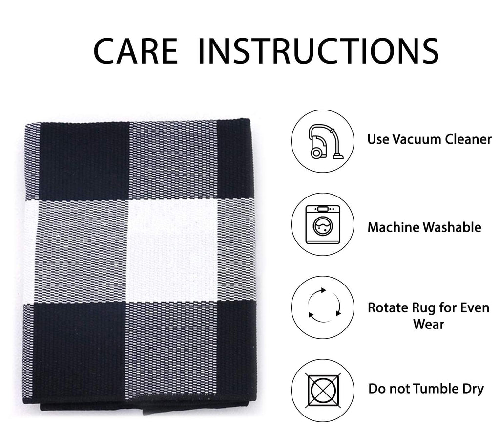 2x3 Buffalo Plaid Rug, Washable Outdoor Door Mat, Black White