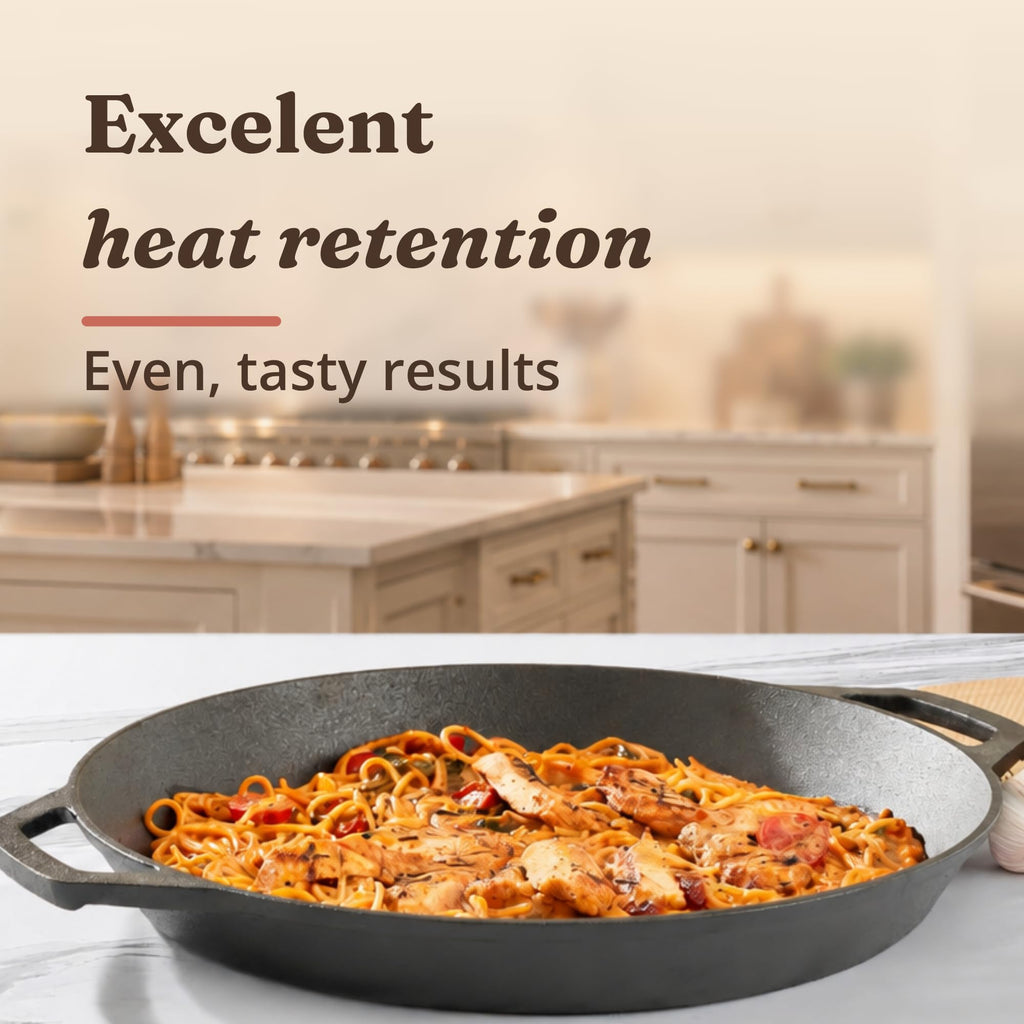 Extra Large Pre-Seasoned 20 Inch Cast Iron Skillet, Double Handle
