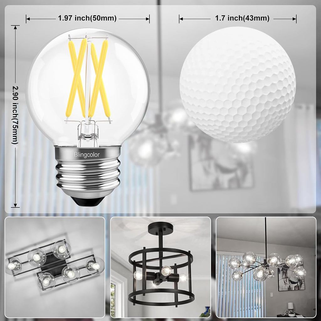 E26 Dimmable G16.5 LED Light Bulbs Daylight 5000K 60 Watt Equivalent