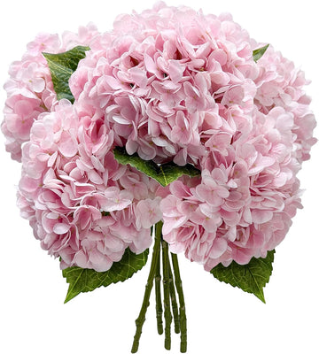 21In Pink Artificial Hydrangea Flowers with Stems - Set of 5