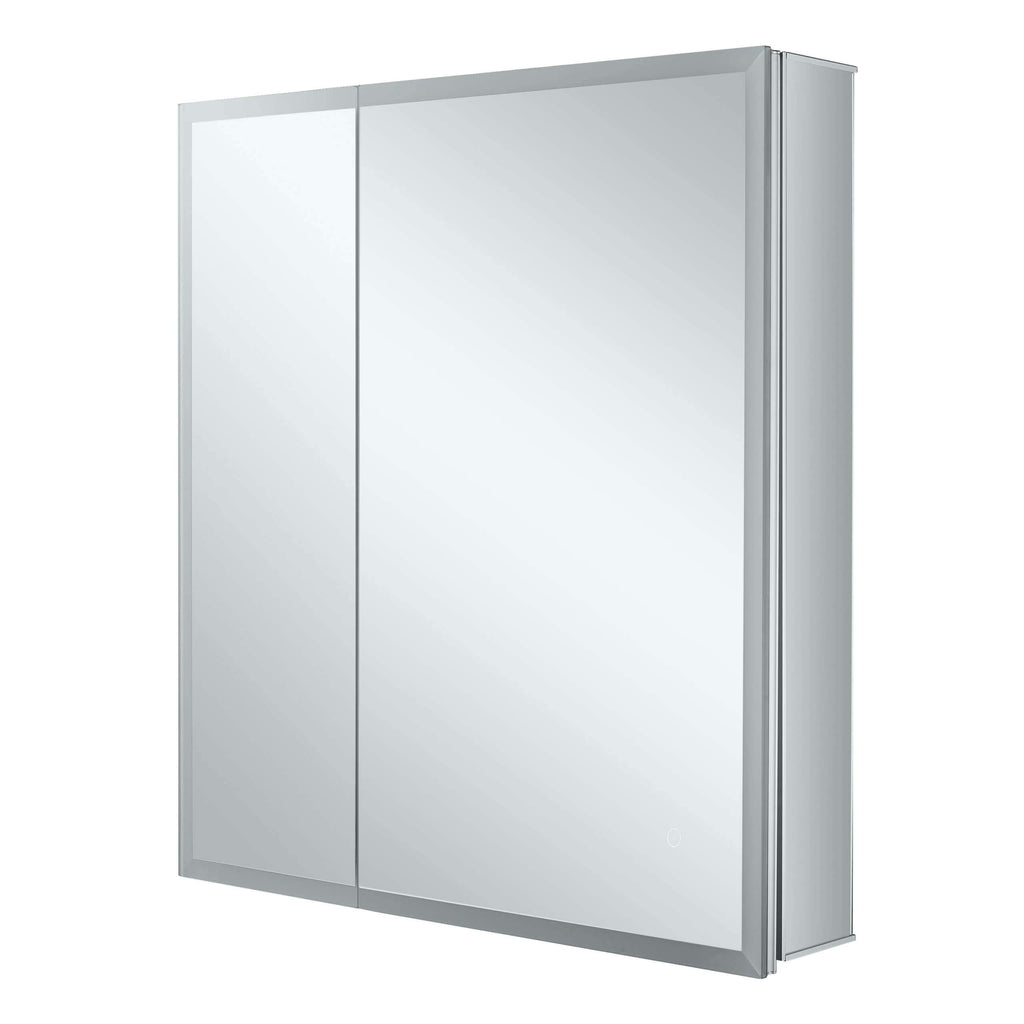 Bathroom Medicine Cabinet, Aluminum, Recessed/Surface Mount, 30" x 30", 2 Door, Mirrored w/LED
