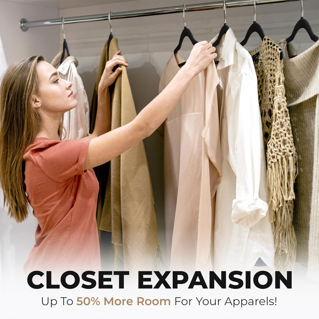 200 Pack Velvet Hanger for Shirt Pants Dresses Skirts Suits Jackets - Slim Space Saving Design - Standard Coat Hanger