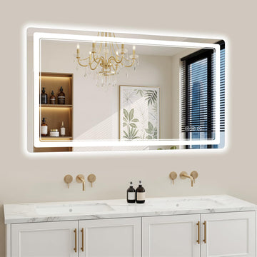 24"x42" LED Bathroom Mirror with Lights, Backlit + Front Lit, Anti-Fog, Lighted Bathroom Mirror for Wall, HD