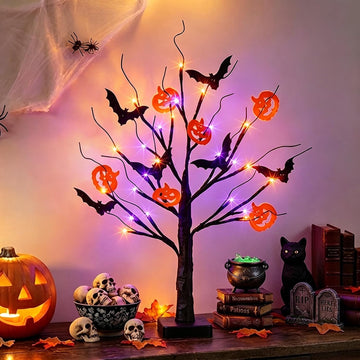 Halloween Decorations, Halloween Tree Lights, Lighted Black Tree