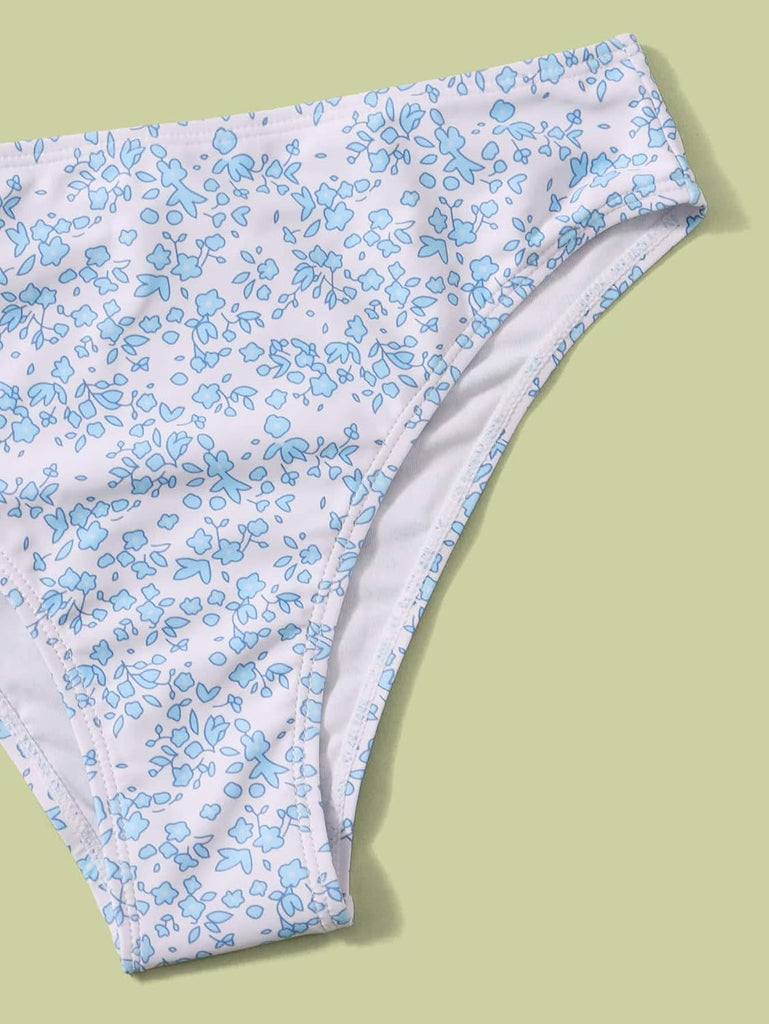 Girls' 2 Piece Ditsy Floral Print Triangle Bikini Swimsuit