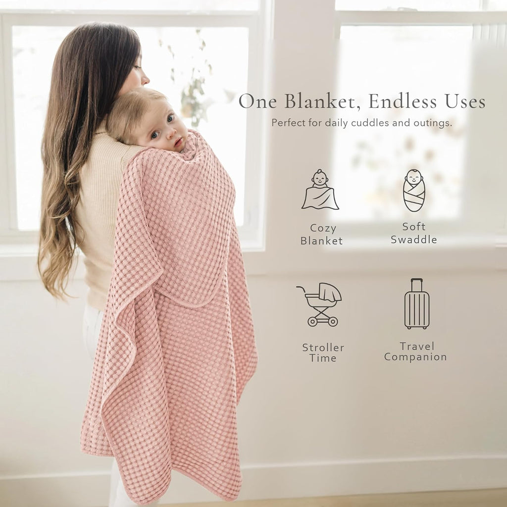 Waffle Baby Blanket for Boys & Girls, Soft Newborn Swaddle Blanket