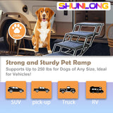 Dog Ramp for Car Truck and SUV Dog Stairs for Large Dogs Folding Pet Stairs with Non-Slip Rug Surface Supports Up to
