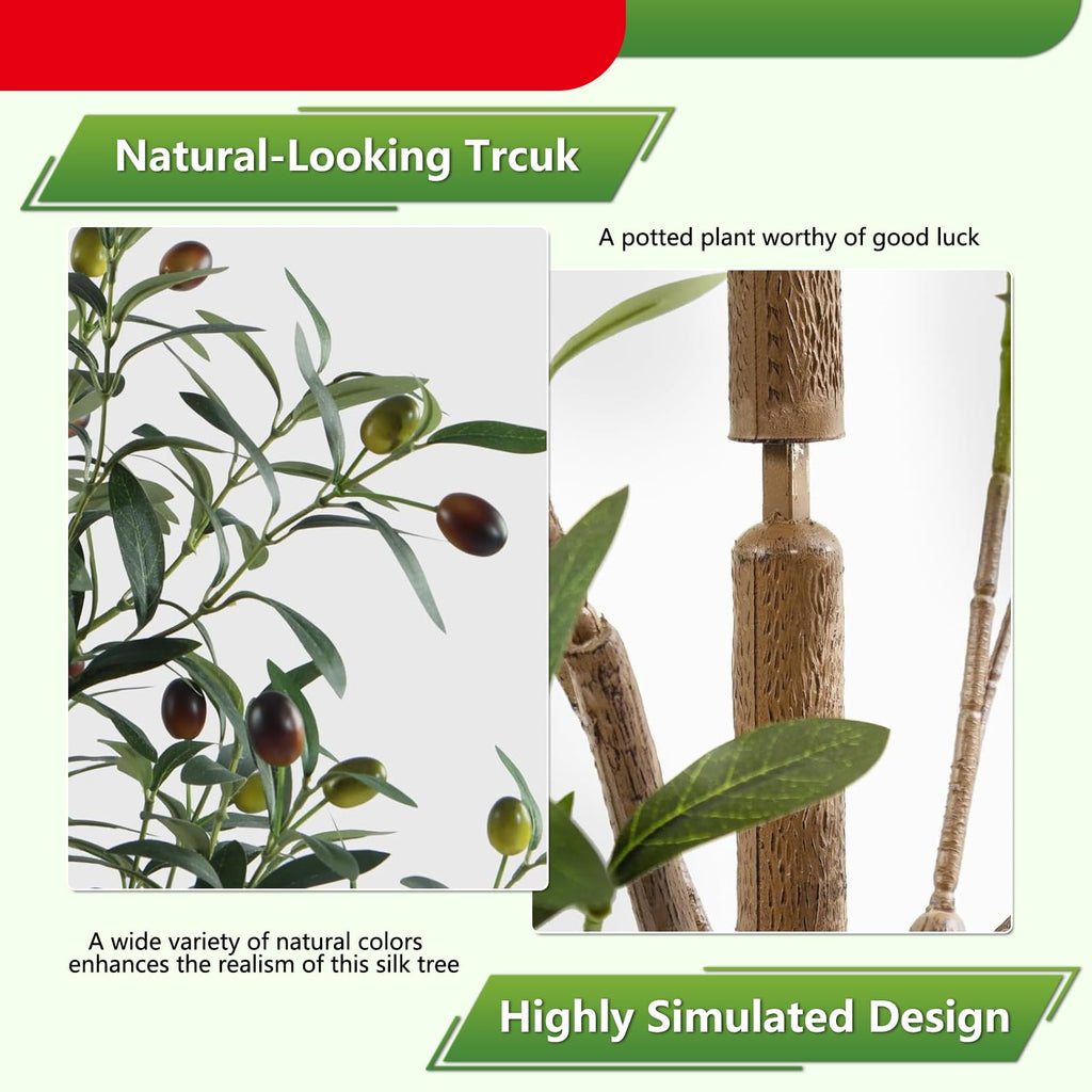 5Ft Artificial Olive Tree with Moss & Basket - Indoor Tall Faux Olive Tree in Planter, Large Fake Olive Silk Tree