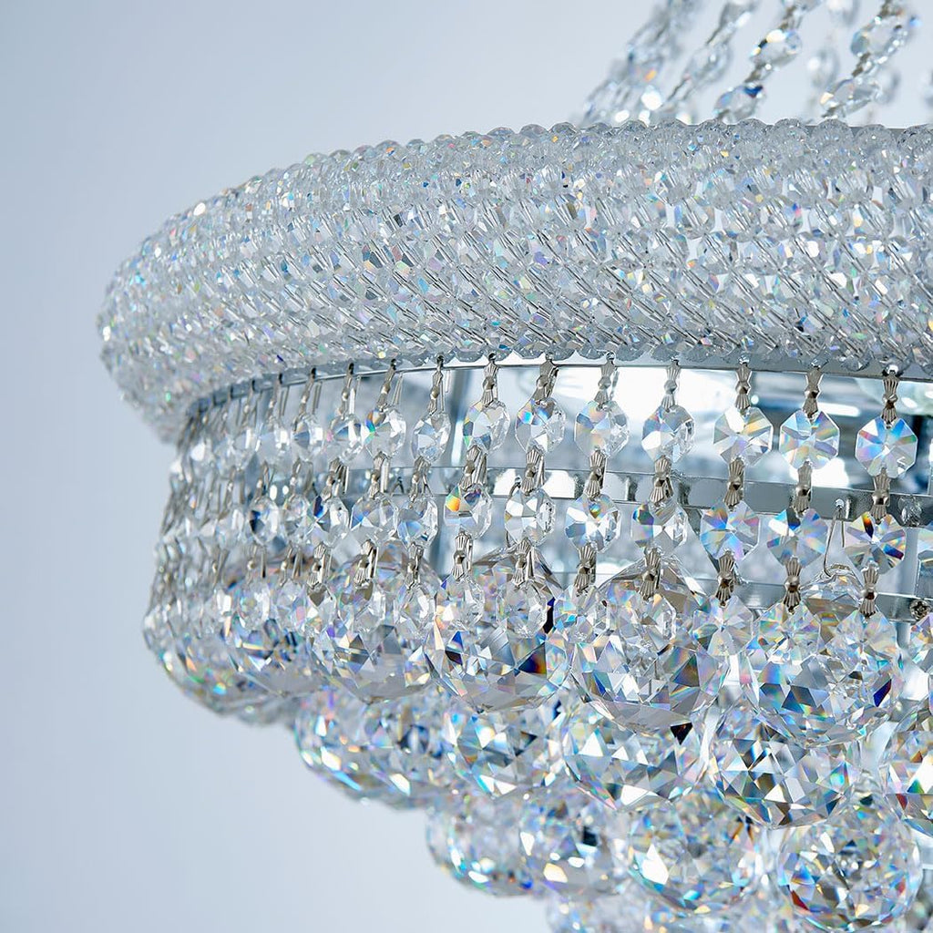 Modern Crystal Chandelier Light Fixtures - D23.6 inch, 10 Lights Chrome Ceiling Haning Chandelier, Pendant Lighting for Living Room, Dining Room, Foyer, Entryway, Hallway A108-B0C1SH58XG