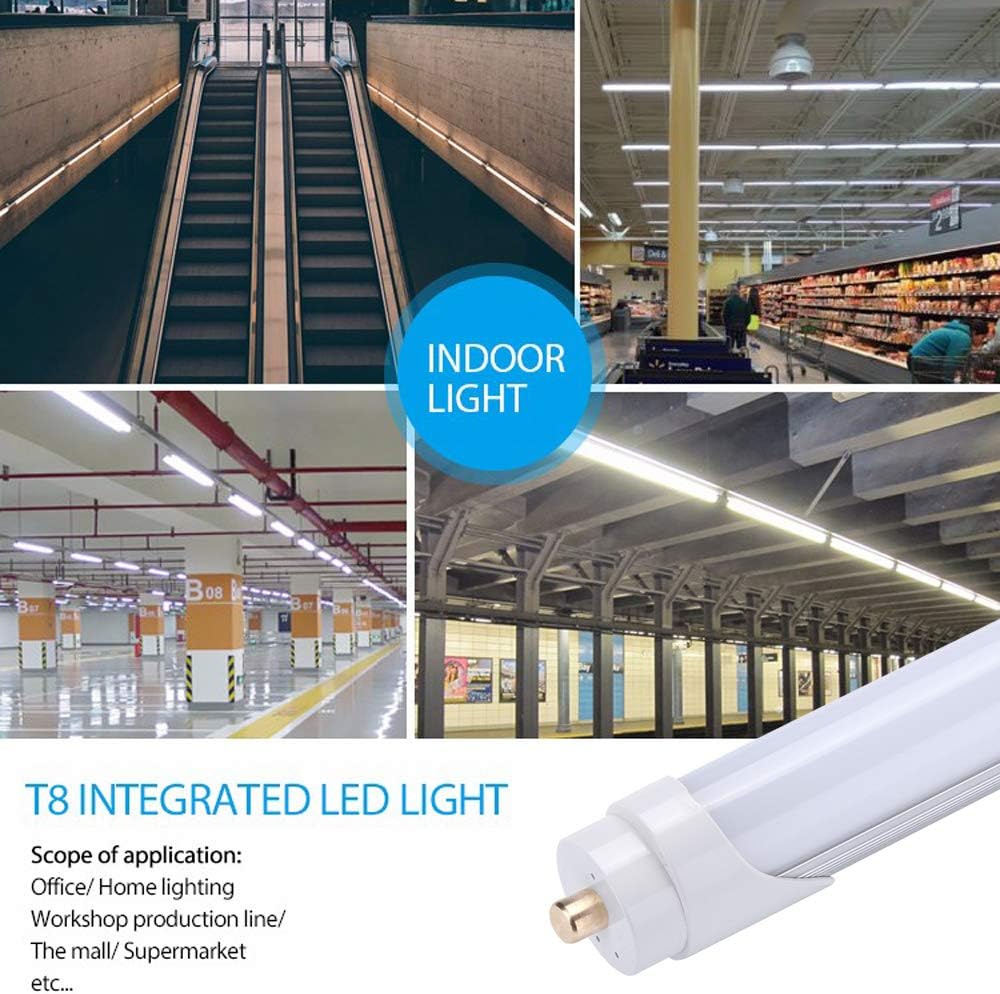 8FT LED Tube Light, T8 8FT LED Bulbs 45W 6000K Cool White FA8 Base, Fluorescent Light Bulbs Replacement, Frosted