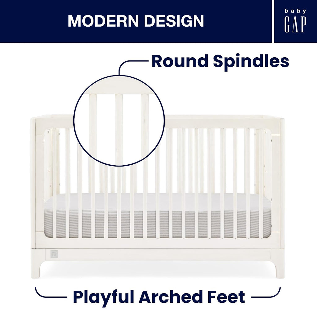BabyGap Wren 4-in-1 Convertible Crib by - Greenguard Gold Certified, Antique White