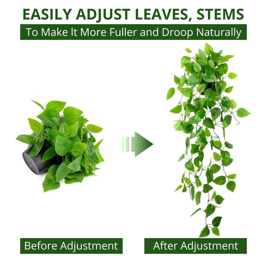 3 Pack Small Artificial Hanging Plants with Faux Ivy Vine and Hanging Pothos 39Inch Fake Plant Realistic Greenery for