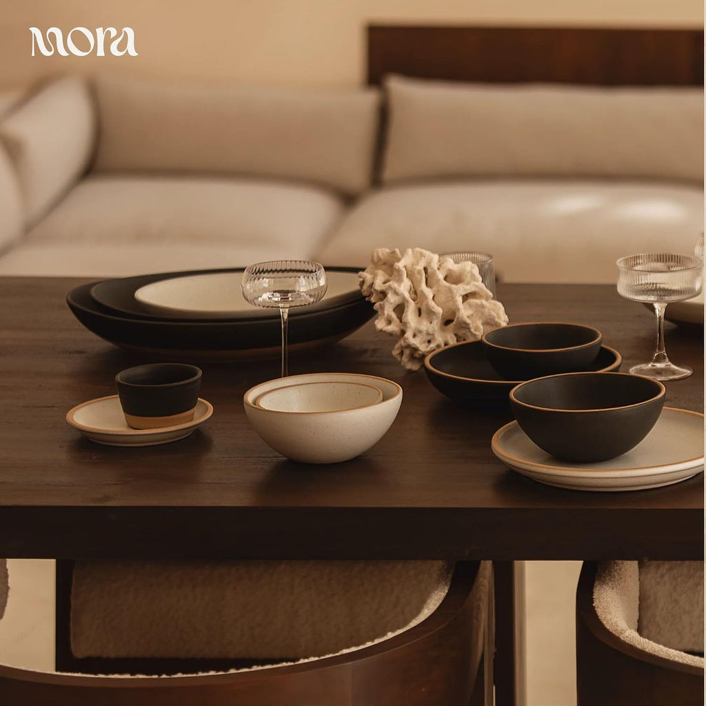 Jumbo and Large Serving Dishes Set of 2, 13 inch and 12 inch Ceramic Pottery Oval Platters - Microwave, Oven and