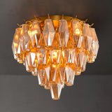 Modern Brass Ceiling Light for Dining Room, Gold Flush Mount Ceiling Lighting for Living Room, 4-Light Round Light Fixtures Chandelier for Bedroom, 17'' Semi Flush Mount Lights for Bathroom, Foyer A118-B0DXDT68RZ