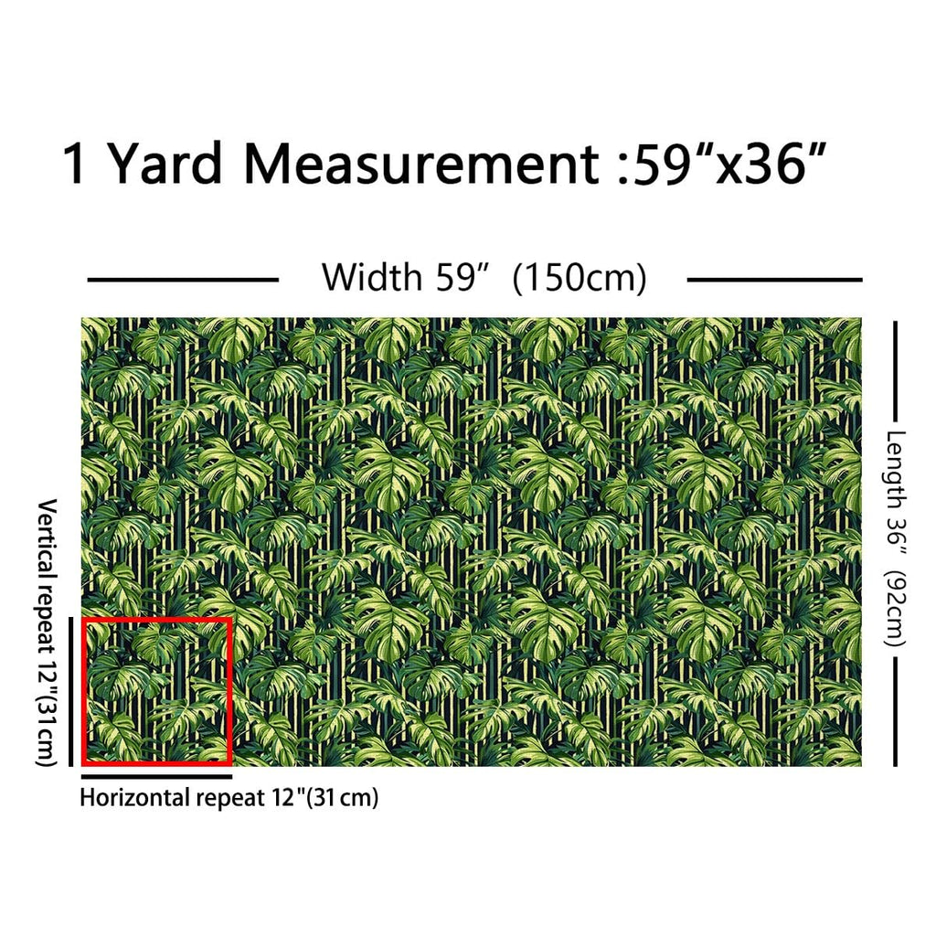 Palm Leaves Fabric by The Yard Watercolor Green Tropical Leaf Plants No Stretch Sewing Fabric Geometric Lines Stripes