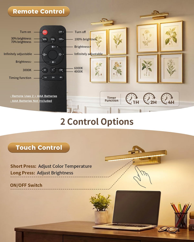 Battery Operated Picture Light for Wall, LED Art Light