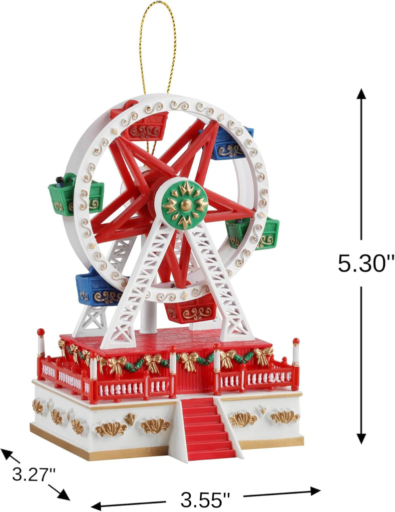 Mini Carousel Music Box, Animated Spinning Christmas Decoration with Holiday Melody and Hand-Painted Details