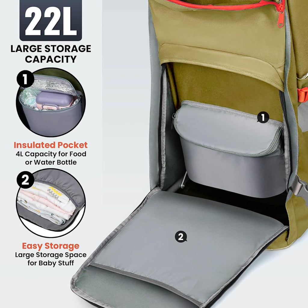 Toddler Hiking Carrier, Baby Backpack with Sun Canopy & Storage, Sand