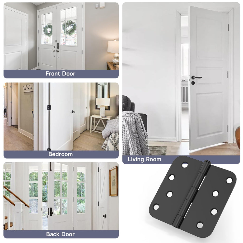Door Hinges 4 Inch, Matte Black Exterior Door Hinges 3 Pack