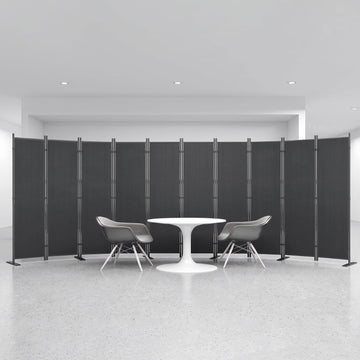 10-Panel 6 ft Tall Indoor Folding Room Divider, Dark Grey