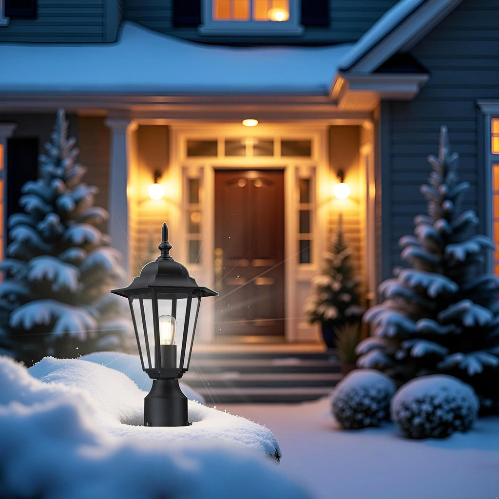 Outdoor Post Light, Black Waterproof Lamp Post Lights Fxiture, Aluminum Pole Lantern for Outside Yard Pathway Garden