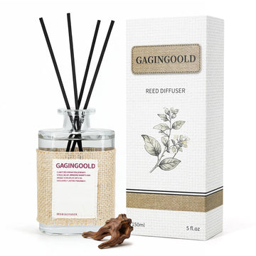 Earthy Sandalwood Scent Reed Diffuser Set with 10 Diffuser Sticks, 5.1 oz