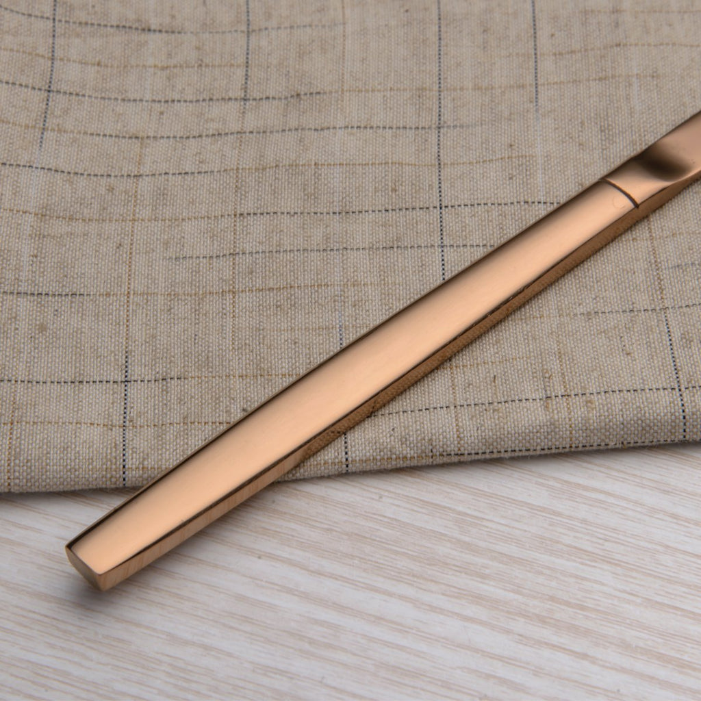 20 Piece Titanium Rose Gold Plated Stainless Steel Flatware Set, 20 Pieces Silverware Set, Copper Color Cutlery Sets