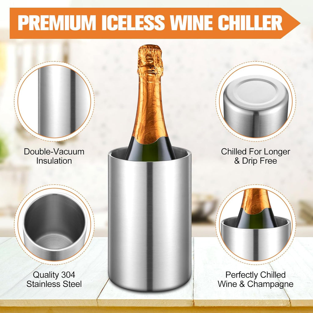 Wine Chiller Bucket Stainless Steel Wine Chiller Bottles for 750 ml Insulated Double Layer Bucket Cooler for Parties