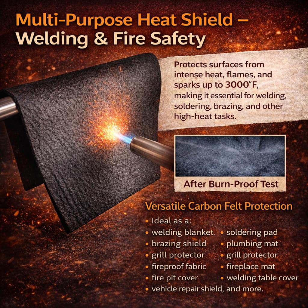Welding Blanket Fireproof Carbon Felt Soldering Mat & Pad, 2 Packs 20x36 Inch Flame Retardant Fabric, Heat Shield for