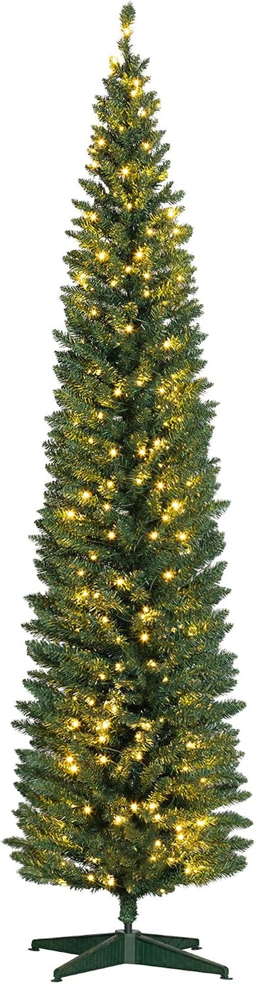 Noble Fir Artificial Pencil Christmas Tree Prelit 8' Green