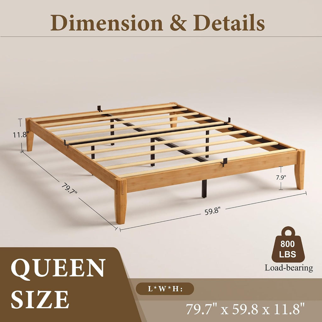 Bamboo Japanese Joinery Bed Frame, Platform Bed Frame