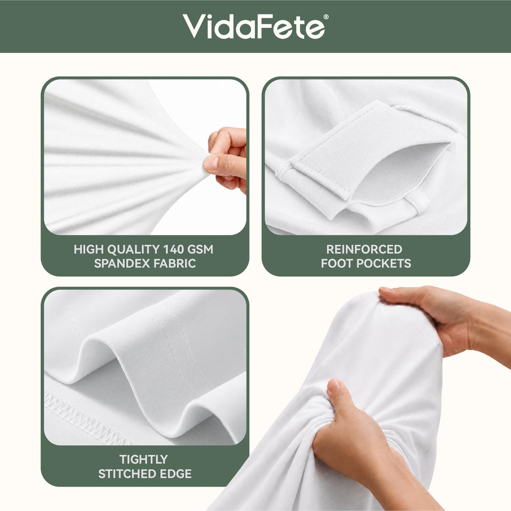 Classic Series 2Pcs White 4ft Rectangle Spandex Tablecloth