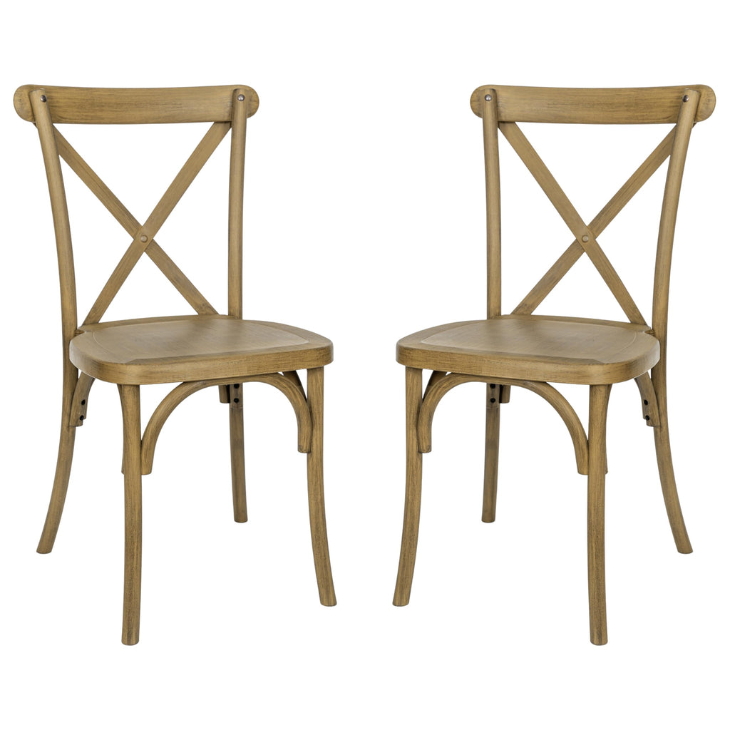 Resin Cross Back Chair, Chestnut, 2-Pack