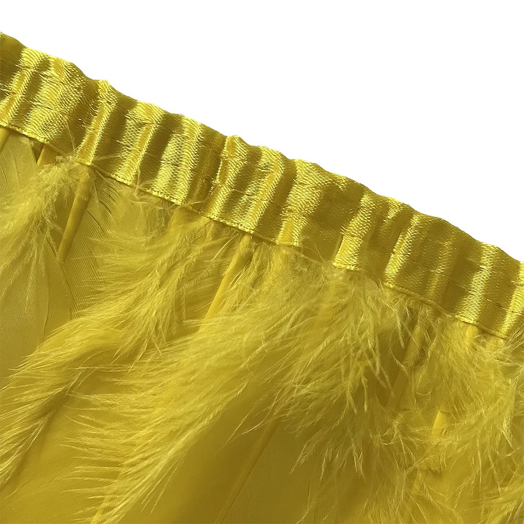 Yellow Feather Fringe Trim 2 Yards 6-8inch for Party Clothing DIY Sewing Craft Wedding Dress Decor
